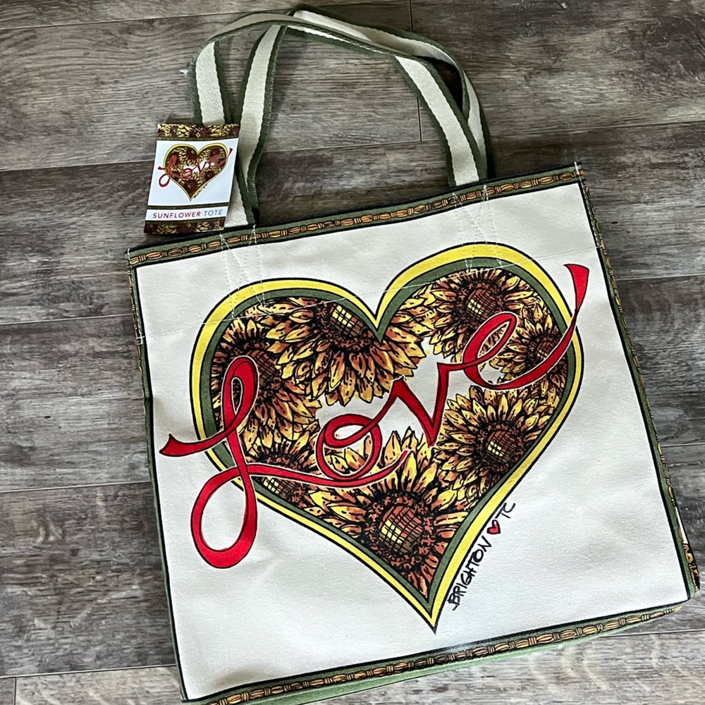 NWT BRIGHTON “Something Wonderful Is About To Happen Live Canvas Sunflower Tote - Picture 2 of 16